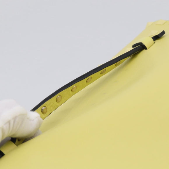 Valentino Clutch Bag Leather Yellow Gold Auth BA17087A