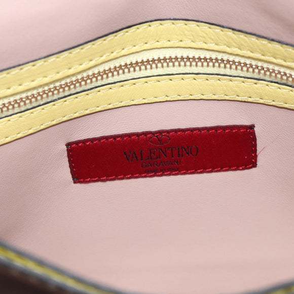 Valentino Clutch Bag Leather Yellow Gold Auth BA17087A