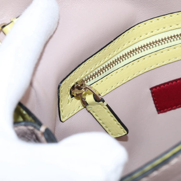 Valentino Clutch Bag Leather Yellow Gold Auth BA17087A