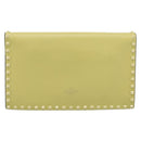 Valentino Clutch Bag Leather Yellow Gold Auth BA17087A-3