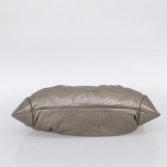 Salvatore Ferragamo Gancini Hand Bag Leather Silver Gold Auth BA17089