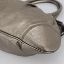 Salvatore Ferragamo Gancini Hand Bag Leather Silver Gold Auth BA17089-13