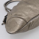 Salvatore Ferragamo Gancini Hand Bag Leather Silver Gold Auth BA17089-14