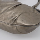 Salvatore Ferragamo Gancini Hand Bag Leather Silver Gold Auth BA17089-15