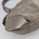 Salvatore Ferragamo Gancini Hand Bag Leather Silver Gold Auth BA17089-16