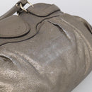 Salvatore Ferragamo Gancini Hand Bag Leather Silver Gold Auth BA17089-17