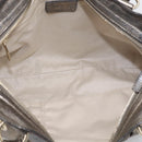 Salvatore Ferragamo Gancini Hand Bag Leather Silver Gold Auth BA17089-21