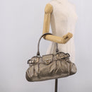 Salvatore Ferragamo Gancini Hand Bag Leather Silver Gold Auth BA17089-27