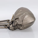 Salvatore Ferragamo Gancini Hand Bag Leather Silver Gold Auth BA17089-4