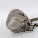 Salvatore Ferragamo Gancini Hand Bag Leather Silver Gold Auth BA17089-5