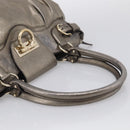 Salvatore Ferragamo Gancini Hand Bag Leather Silver Gold Auth BA17089-9