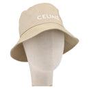 CELINE Bucket Hat Cotton Beige White Auth BA17093M-1