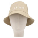 CELINE Bucket Hat Cotton Beige White Auth BA17093M-2
