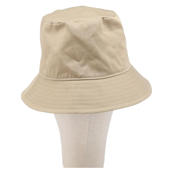 CELINE Bucket Hat Cotton Beige White Auth BA17093M