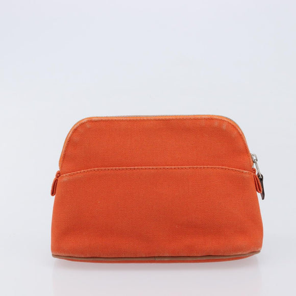 HERMES Bolide Pouch Canvas 3 Set Black Orange Pink Auth BA17095