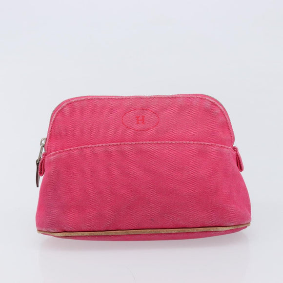 HERMES Bolide Pouch Canvas 3 Set Black Orange Pink Auth BA17095