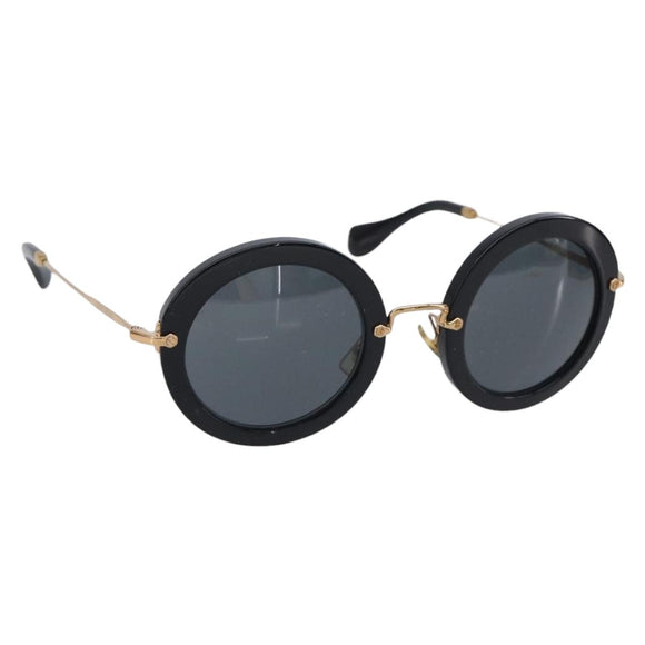 Miu Miu Sunglasses Metal Black Gold Auth BA17096