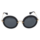 Miu Miu Sunglasses Metal Black Gold Auth BA17096-2