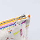 HERMES Petit Chartier Clutch Bag Canvas White Silver Auth BA17106-12