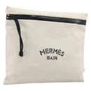 HERMES BAIN Pouch Canvas White Black Auth BA17107-1
