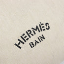 HERMES BAIN Pouch Canvas White Black Auth BA17107-13