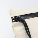 HERMES BAIN Pouch Canvas White Black Auth BA17107-14