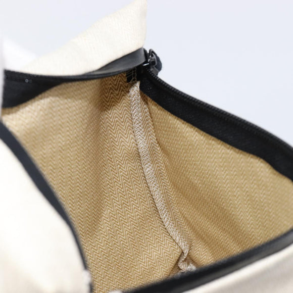 HERMES BAIN Pouch Canvas White Black Auth BA17107