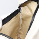 HERMES BAIN Pouch Canvas White Black Auth BA17107-17
