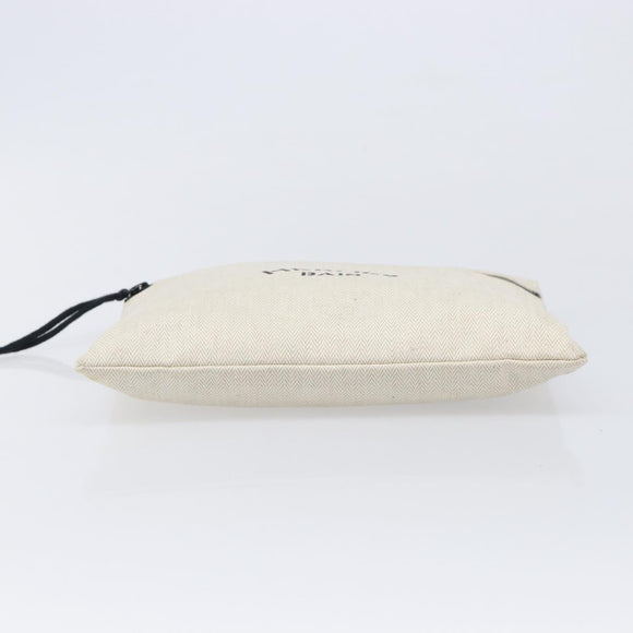 HERMES BAIN Pouch Canvas White Black Auth BA17107