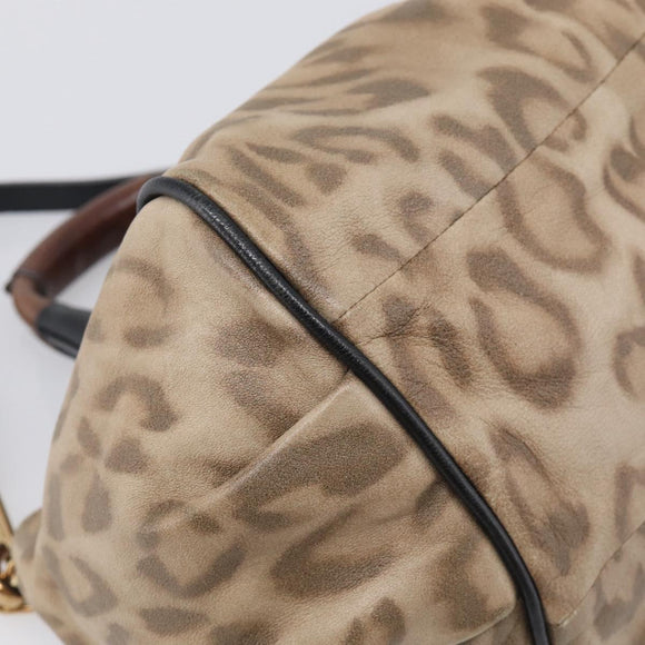 Chloe Etel Hand Bag Leather 2way Beige Gold Auth BA17109