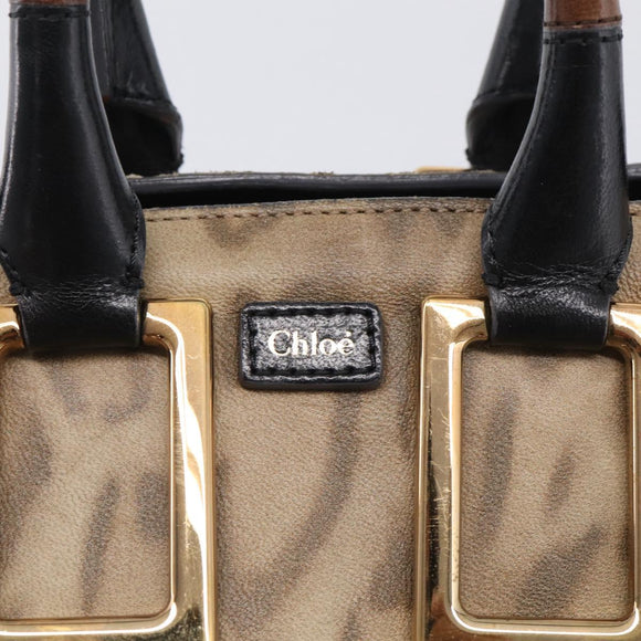 Chloe Etel Hand Bag Leather 2way Beige Gold Auth BA17109