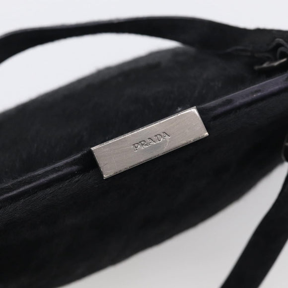 PRADA Hand Bag Harako leather Black Silver Auth BA17112