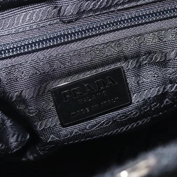 PRADA Hand Bag Harako leather Black Silver Auth BA17112