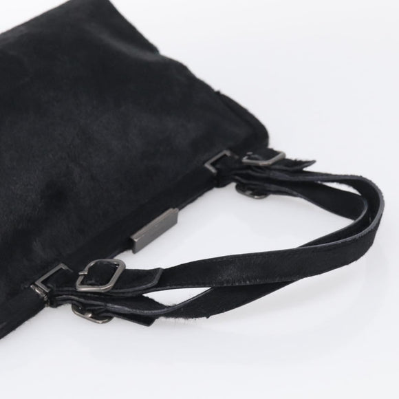 PRADA Hand Bag Harako leather Black Silver Auth BA17112
