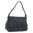 FENDI Mamma Baguette Shoulder Bag cotton Gray Auth BA17114A-1