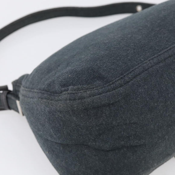 FENDI Mamma Baguette Shoulder Bag cotton Gray Auth BA17114A