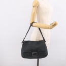 FENDI Mamma Baguette Shoulder Bag cotton Gray Auth BA17114A-22