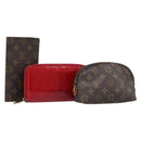 LOUIS VUITTON Monogram Vernis Pouch Wallet 3 Set Red LV Auth BA17115-1
