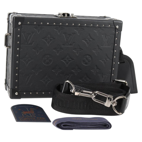 LOUIS VUITTON Monogram Shadow Clutch box Clutch Bag Black M12876 LV Auth BA1720SM