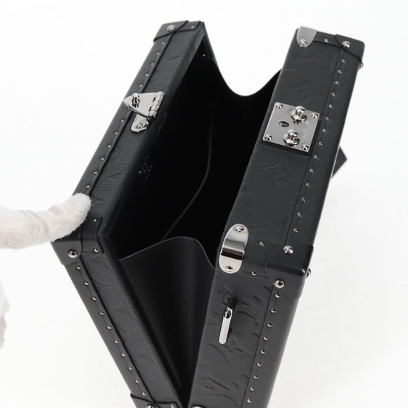 LOUIS VUITTON Monogram Shadow Clutch box Clutch Bag Black M12876 LV Auth BA1720SM