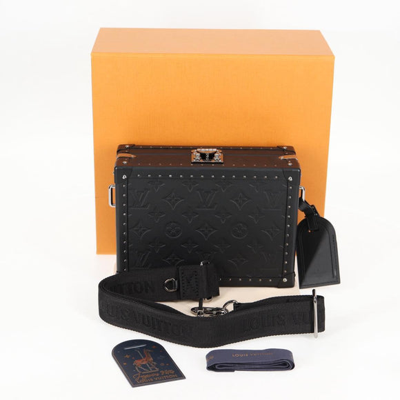 LOUIS VUITTON Monogram Shadow Clutch box Clutch Bag Black M12876 LV Auth BA1720SM