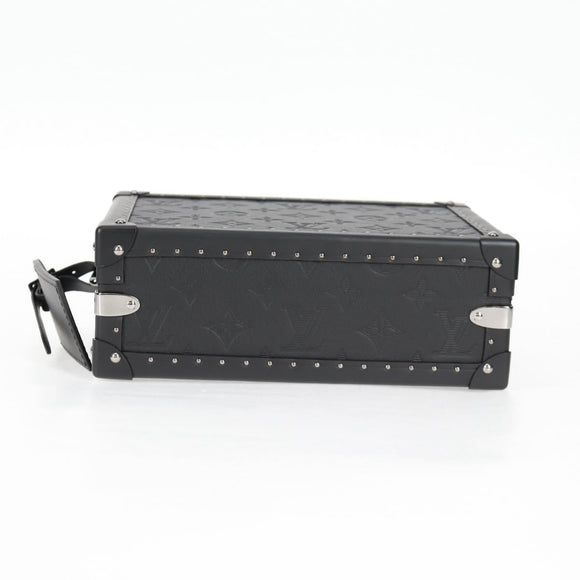 LOUIS VUITTON Monogram Shadow Clutch box Clutch Bag Black M12876 LV Auth BA1720SM