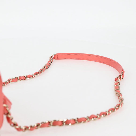 CHANEL Matelasse COCO Mark Vanity Bag Lamb Skin 2way Pink Gold CC Auth BA1724M