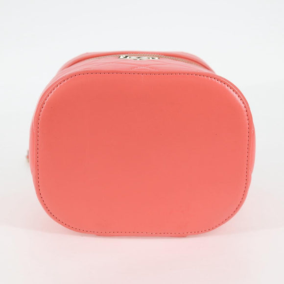CHANEL Matelasse COCO Mark Vanity Bag Lamb Skin 2way Pink Gold CC Auth BA1724M