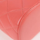 CHANEL Matelasse COCO Mark Vanity Bag Lamb Skin 2way Pink Gold CC Auth BA1724M-18