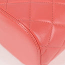 CHANEL Matelasse COCO Mark Vanity Bag Lamb Skin 2way Pink Gold CC Auth BA1724M-19