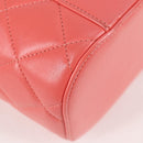 CHANEL Matelasse COCO Mark Vanity Bag Lamb Skin 2way Pink Gold CC Auth BA1724M-20