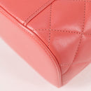 CHANEL Matelasse COCO Mark Vanity Bag Lamb Skin 2way Pink Gold CC Auth BA1724M-21