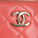 CHANEL Matelasse COCO Mark Vanity Bag Lamb Skin 2way Pink Gold CC Auth BA1724M-22