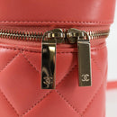 CHANEL Matelasse COCO Mark Vanity Bag Lamb Skin 2way Pink Gold CC Auth BA1724M-23
